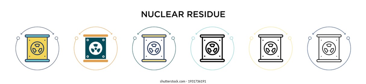 Nuclear residue icon in filled, thin line, outline and stroke style. Vector illustration of two colored and black nuclear residue vector icons designs can be used for mobile, ui, web