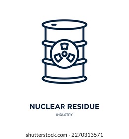 nuclear residue icon from industry collection. Thin linear nuclear residue, industry, pollution outline icon isolated on white background. Line vector nuclear residue sign, symbol for web and mobile