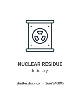 Nuclear residue outline vector icon. Thin line black nuclear residue icon, flat vector simple element illustration from editable industry concept isolated stroke on white background