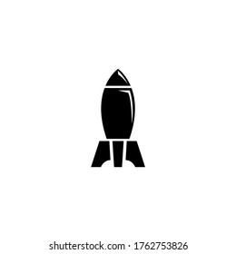 Atomraketenbombe, Atombombe. Flaches Vektorsymbol. Einfaches schwarzes Symbol auf weißem Hintergrund. Nukleare Rakel-Luftbombe, Bombshell-Design-Vorlage für Web- und mobile UI-Elemente