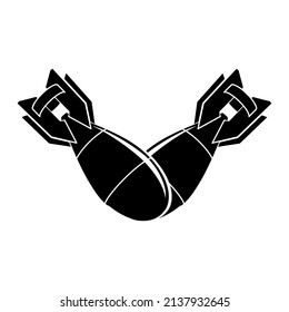 Bomba aérea de cohetes nucleares, bomba atómica. Icono de vector plano. Sencillo símbolo negro sobre fondo blanco. Bomba de aire de cohete nuclear, plantilla de diseño de signos de bomba para elementos de interfaz de usuario para web y móvil