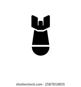 Nuclear Rocket Air Bomb, Atomic Bombshell Solid Flat Vector Icon Isolated on White Background.
