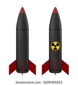 Nuclear Rocket Or Bomb Isolated On White Background. EPS10 Vector