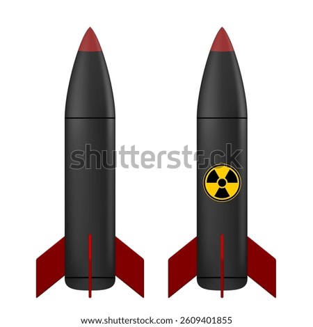 Nuclear Rocket Or Bomb Isolated On White Background. EPS10 Vector