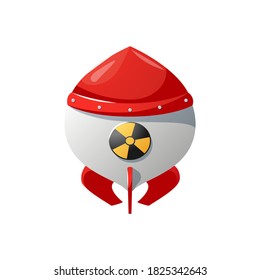 Nuclear rocket in cartoon style. Nuclear weapons , bomb.