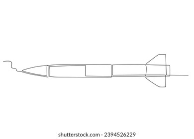 Ein Konzept für nukleare Raketen. Einzeilige Zeichnung von Kernwaffen