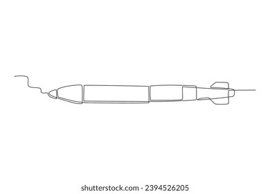 A nuclear rocket is fired into the air. Nuclear weapon one-line drawing