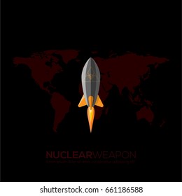 Nuclear rocket launch, ship,vector illustration.