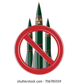 nuclear rocket sign. no nuclear weapons. vector illustration