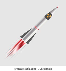 Nuclear rocket, Nuclear weapons. vector illustration