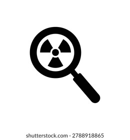 Nuclear safeguards inspection icon, vector illustration. Black filled nuclear safeguards inspection icon isolated on a white background, representing verification procedures, monitoring activities, and compliance assurance systems.