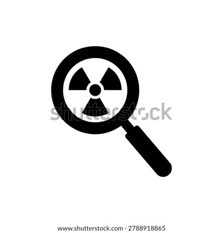 Nuclear safeguards inspection icon, vector illustration. Black filled nuclear safeguards inspection icon isolated on a white background, representing verification procedures, monitoring activities, and compliance assurance systems.