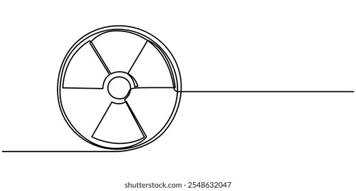  Nuclear Sign Black Stroke Linear Icon continuous one line drawing on white background. Radiation Icon Seamless Pattern, Nuclear Black Stroke Linear Icon, Radioactive Sign Vector