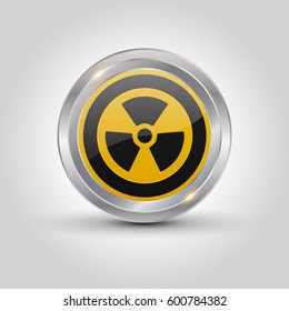 Nuclear sign button on white background, Vector Illustration