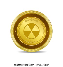 Nuclear Sign Golden Vector Icon Button
