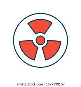 nuclear sign icon over white background, line and fill style, vector illustration