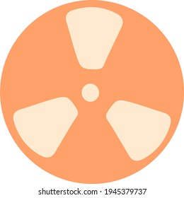 Nuclear sign of radiation and radioactive substances in round frame. Warning symbol of danger