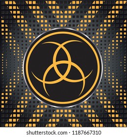 Nuclear sign. Vector illustration on a metal background