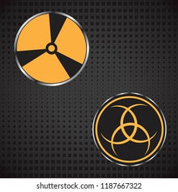 Nuclear sign. Vector illustration on a metal background