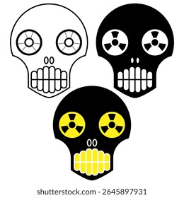 vetor de ícone de caveira nuclear com vários estilos sobre fundo branco