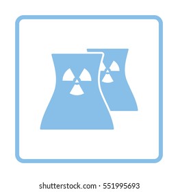 Nuclear station icon. Blue frame design. Vector illustration.