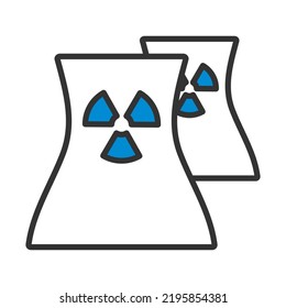 Nuclear Station Icon. Editable Bold Outline With Color Fill Design. Vector Illustration.