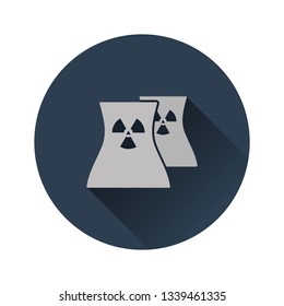 Nuclear station icon. Flat color design. Vector illustration.