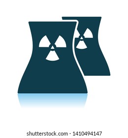 Icono de la estación nuclear. Diseño de reflexión de sombra. Ilustración vectorial.