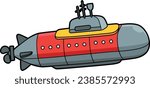 Nuclear Submarine Cartoon Colored Clipart 