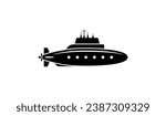 Nuclear submarine vector icon on white background.