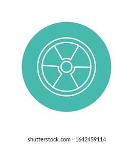 nuclear symbol caution line block style vector illustration design