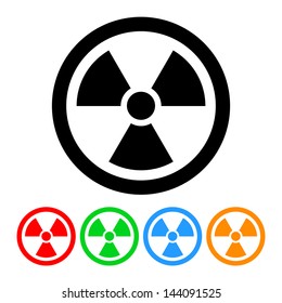 Nuclear Symbol Icon Vector With Four Color Variations