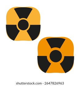 Coleção de símbolos nucleares. Ícones de aviso de radiação. Sinalização de perigo. Ilustração de perigo vetorial.