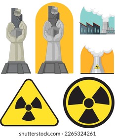 Nuclear symbols on white background illustration