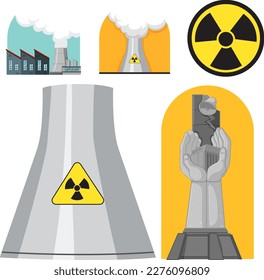 Símbolos nucleares en la ilustración de fondo blanco