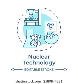 Nuclear technology soft blue concept icon. Practical applications of radioactive processes and materials. Round shape line illustration. Abstract idea. Graphic design. Easy to use in booklet