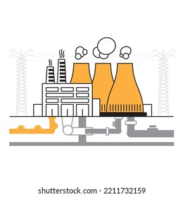 Nuclear or thermal power plant icon isolated on white background. Reactor atomic technology sign symbol