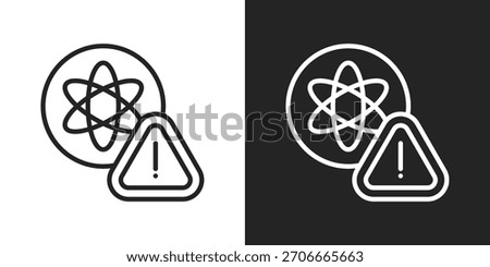 Nuclear Threat Icon In Black And White Line Style