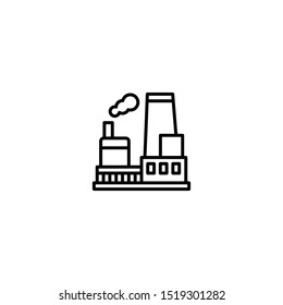 Nuclear vector icon. Nuclear plant factory building icon. Non-renewable energy source symbol for your web site design, logo, app, UI. Vector illustration, EPS10
