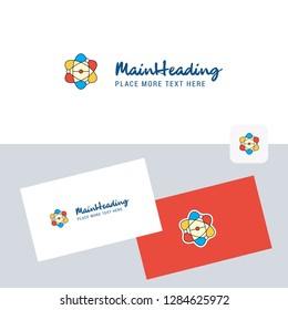 Nuclear vector logotype with business card template. Elegant corporate identity. - Vector