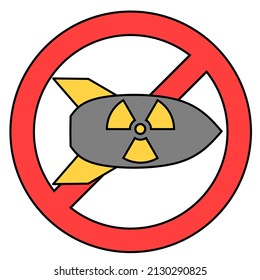 nuclear vector and red line. symbolizes peace so that war does not occur.