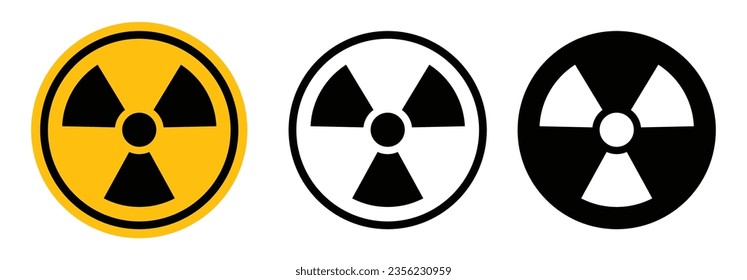 nuclear vector symbol set in black and yellow color. gamma radiation sign. uranium nuclear weapon symbol.