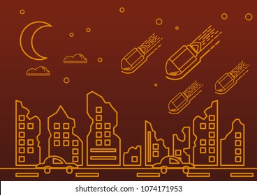 Nuclear war Linear modern style vector icon symbol