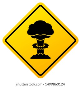 Nuclear warfare warning sign isolated on white background