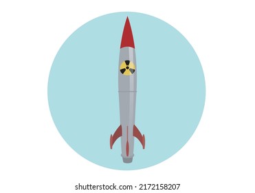 
Nuclear warhead in gray and red with nuclear symbol