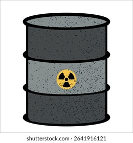 Nuclear waste barrel with radioactive symbol