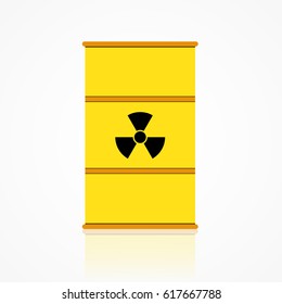 Nuclear waste barrel vector icon in flat style 