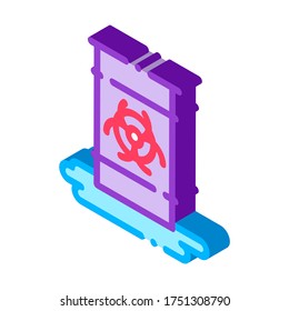 Nuklearer Abfallcontainer, isometrisches Zeichen. farbige einzelne Symbolillustration