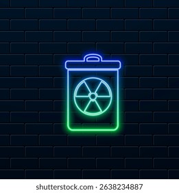 nuclear waste drum icon symbol design. neon style.toxic waste vector icon design. radioactive waste. neon..
