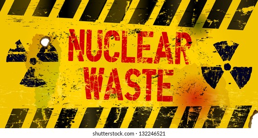 Nuclear Waste Warning Sign, Rotten And Grungy, Vector